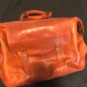 Large leather vintage duffel bag